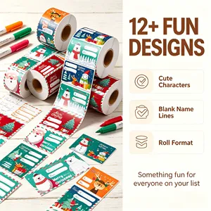Christmas Gift Tags Roll Self-Adhesive Rectangular Paper <b>Labels</b> Quick Apply Hand-Tear Ready for Packaging - Product Image 6