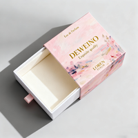 Boîte à parfum rose au design élégant avec poignée coulissante, emballage personnalisé avec logo