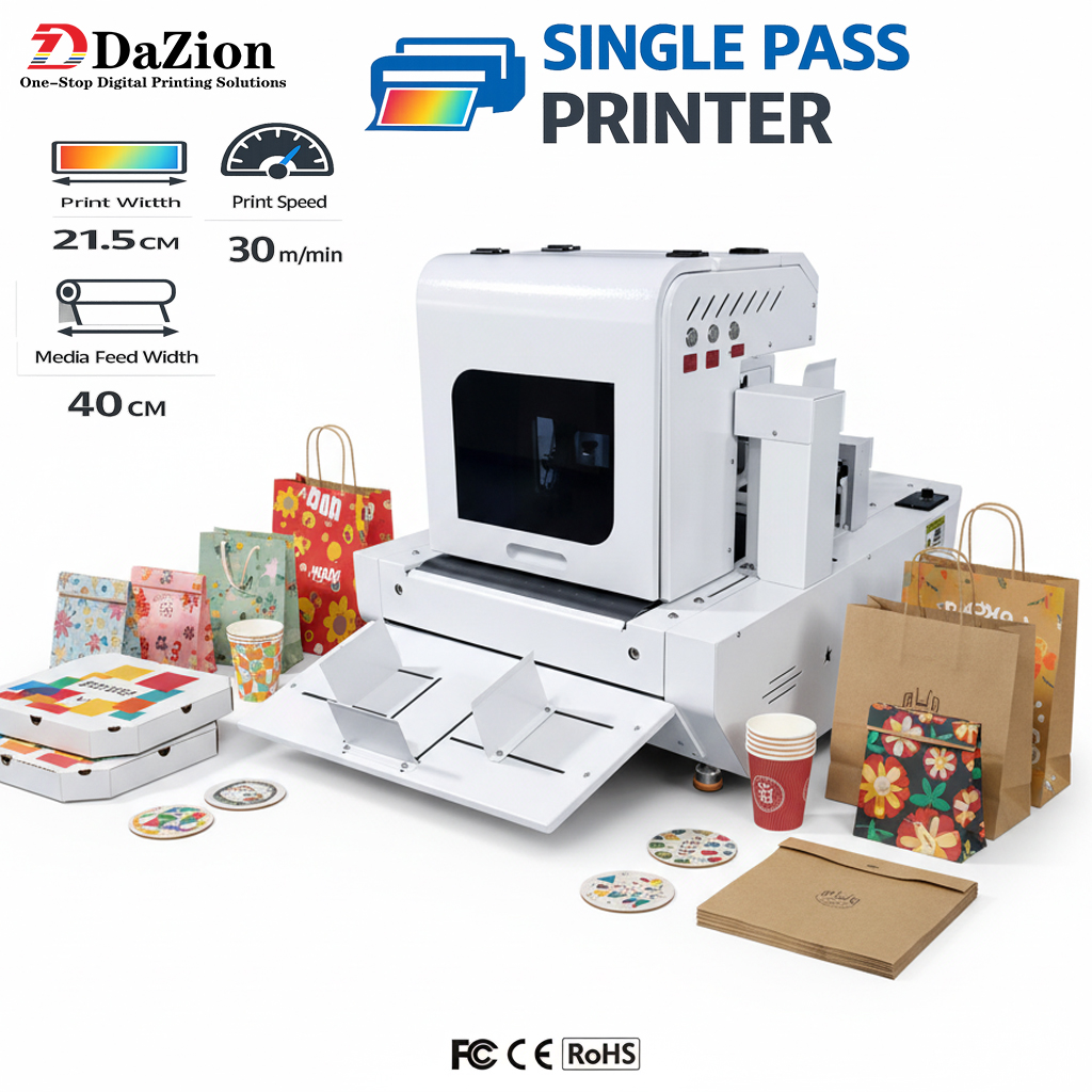 High Speed Single Pass Plastic Bag Printer 21CM Effective Printing Width for Plastic Bag Polybag and Pouch Bag Printing