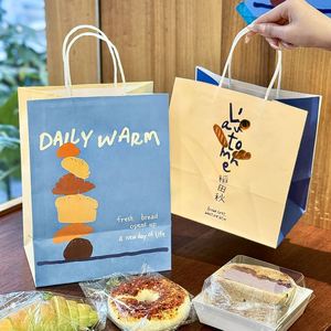 Bolsas de Papel Kraft Reciclables Ecológicas Personalizadas con Asa y Logotipo Impreso, Empaque para Llevar para Panadería y Alimentos - Product Image 3