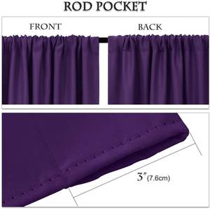 Cortinas opacas moradas de primera calidad con aislamiento térmico y reducción de ruido con parte superior de bolsillo de varilla para cortinas de oscurecimiento de habitación de dormitorio - Product Image 4