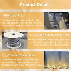 Bestseller Hochzeits-Hotel-Deckenbeleuchtung Dekoration Deckenschleier Vorhänge LED-Streifen Stoffvorhänge mit LED-Lichtleisten - Product Image 3