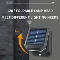 Lampe solaire murale pliable avec détecteur de mouvement PIR, faisceau de 120 degrés, moderne, pour la sécurité du jardin, extérieur