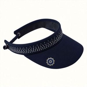 Visera Deportiva Personalizable para Mujer con Logotipo Serigrafiado, Adorno de Diamantes de Imitación, Insignia Metálica y Diseño de Resorte en Espiral - Product Image 1
