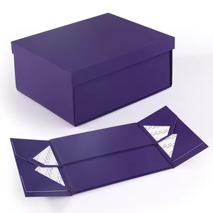 กล่องกระดาษพับพิมพ์ลายนูนเคลือบเงาสำหรับรีไซเคิลสีม่วงออกแบบได้เองพร้อมฝาแยก - Product Image 1