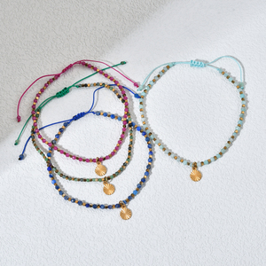 Pulsera de cuentas estilo bohemio hecha a mano Cadena de cuerda ajustable de piedra natural para mujeres y chicas adolescentes regalo de joyería de moda - Product Image 1