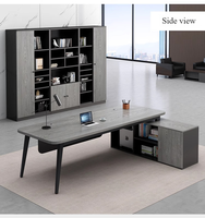 Bureau de direction moderne en forme de L avec rangement, table de patron en bois durable, grand poste de travail d'angle, bureau de luxe écologique