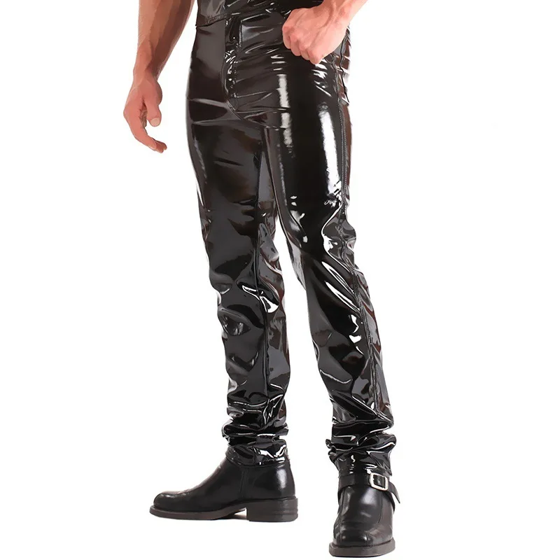 Wet Leather Pants High Waist Skinny Fashion Trends