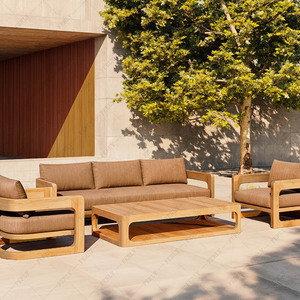 Ensemble de canapés d'extérieur en teck massif de luxe moderne, résistant aux intempéries, pour patio, sièges profonds, meubles de jardin - Product Image 3