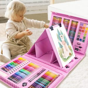 ชุดอุปกรณ์ศิลปะสำหรับผู้เริ่มต้น ชุดวาดภาพระบายสี DIY ของขวัญ 208 ชิ้น แบบพับได้ - Product Image 1