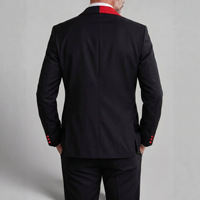 Veste de smoking noire pour homme, veste à double boutonnage avec revers contrastant rouge vif pour banquet du soir