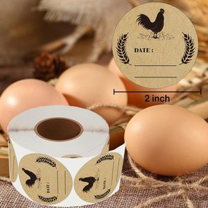 Kraft Paper Round Self-Adhesive <b>Labels</b> 2 Inch Writable Food <b>Packaging</b> Egg Box <b>Label</b> - Product Image 1