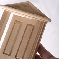 1:12 Maßstab Massivholz Blanko Vierflügeltür Miniatur DIY Zubehör