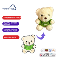 Porte-clés en peluche ours brun en tricot doux, accessoire décoratif adorable pour sacs à dos