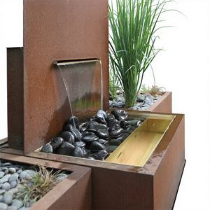 Fuente de Cascada de Acero Corten para Jardín, Color Rojo Oxidado, 3 mm de Grosor, Decoración de Metal Resistente para Paisajes - Product Image 1