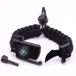 Outdoor Men's Gift Survival Tactical Paracord Bracelet With Knife Flint Compass Whistle For Camping Hiking