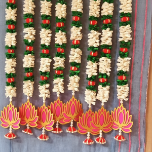 Guirlande de ficelle de jasmin de lotus, décor de fête de festival, suspension décorative, décoration extérieure d'intérieur, guirlande de mariage de fleur - Product Image 1