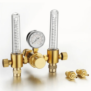 Regulador de CO2 de doble flujo con manómetro y válvulas para control de gas de soldadura, 0-15 bar, para argón - Product Image 1