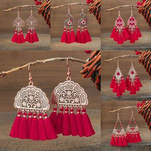 Tassel <b>Earrings</b> Rose Gold Plated <b>Red</b> Bohemia Style Drop <b>Earrings</b> For Women Gift 2024 - Product Image 1