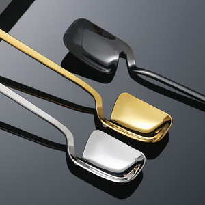 Juego de tenedores y cucharas para postre de acero inoxidable 304, forma plana, herramientas reutilizables para café y té - Product Image 3