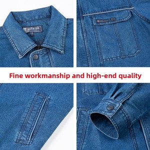 Combinaison de travail en jean pour homme, 100% coton, double couche, résistante à l'usure, pour électricien, soudeur, protection professionnelle, anti-perforation - Product Image 3