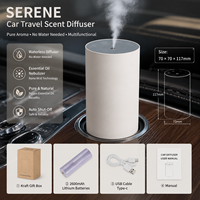 Diffuseur d'huiles essentielles sans eau pour voiture, à piles, nébuliseur mini portable rechargeable, technologie Venturi, 3 usages domestiques