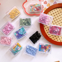 Boîte personnalisée de 30 mini pinces à cheveux en alliage avec strass, style macaron coloré bonbon pour filles, accessoires capillaires effet goutte d'huile