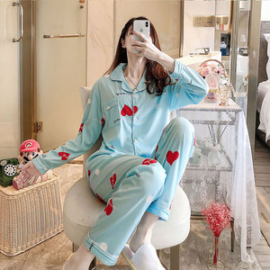 Conjunto de Pijama de Cerdo de Dibujos Animados Estilo Dulce y Lindo para Mujer, Transpirable, de Punto Abierto, de Manga Larga, Top y Pantalones, para Otoño e Invierno - Product Image 6