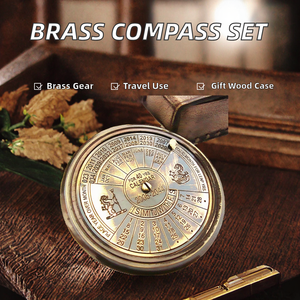 Brass Antique <b>Compass</b> with 40 Year Calendar Wholesale Vintage Nautical Engraved <b>Compass</b> OEM Gift <b>Navigation</b> <b>Compass</b> - Product Image 2