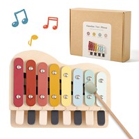 Wholesale Custom Wooden Hand Piano Xylophone 2 in 1 Musical Instrument Toy for Toddlers Montessori Kindergarten Activity