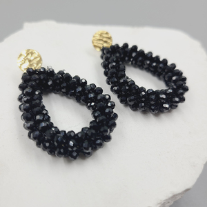 Pendientes de gota de agua con cuentas facetadas para mujer, Pendientes colgantes de cristal con tachuelas de acero inoxidable bohemio para mujer - Product Image 5