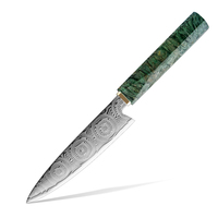 5.6 pouces 67 couches en acier damas couteau utilitaire de cuisine professionnel coupe pointue fruits utilitaire couteau de cuisine avec manche vert