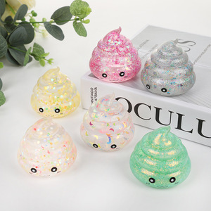 Nouveautés H89 : Bonbons en caoutchouc thermoplastique anti-stress en forme de caca, avec <span class=keywords><strong>paillettes</strong></span> dorées, effet squishy - Product Image 1