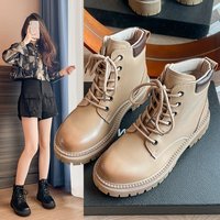 Nouvelle Arrivée 2026 Bottines Femme à Plateforme Épaisse Bottes Martin à Lacets Décontractées Tendance pour Usage Quotidien