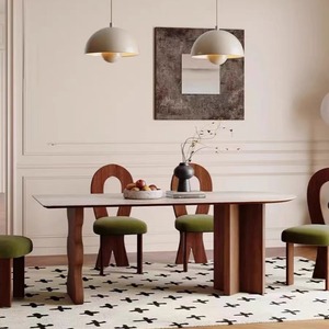 Mesa de Comedor Moderna de Pizarra <span class=keywords><strong>Francesa</strong></span>, Escritorio de <span class=keywords><strong>Isla</strong></span> de Madera Maciza, Mesa de Reuniones Ovalada para Sala de Estar Pequeña - Product Image 4