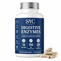SYC BIO Formule d'enzymes digestives à base de plantes en capsules, 60 capsules, marque privée, OEM, ODM, prix d'usine, vente en gros