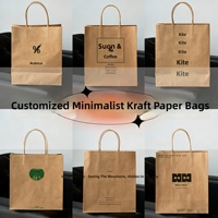 Sac en papier kraft simple personnalisable pour desserts et thés au lait, sac de courses à poignée, épaissi, vente en gros