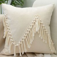 Housse de coussin moderne unie pour canapé, nouvelle, capitonnée et frangée, en peluche, en polyester/coton, anti-bactérienne, pour la maison, collection automne-hiver