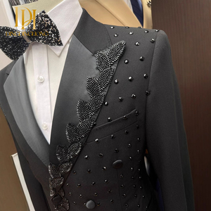 Hôte décontracté pour hommes Robe de banquet de mariage Ensemble de 2 pièces en jacquard <span class=keywords><strong>Costume</strong></span> simple boutonnage <span class=keywords><strong>Taille</strong></span> XL Tenue de cérémonie personnalisée pour hommes - Product Image 3