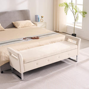 Banc <span class=keywords><strong>de</strong></span> rangement moderne en tissu doux avec accoudoirs, banc d'entrée, ottoman <span class=keywords><strong>de</strong></span> bout <span class=keywords><strong>de</strong></span> lit, coffre pour chambre à coucher, meubles <span class=keywords><strong>de</strong></span> maison - Product Image 6