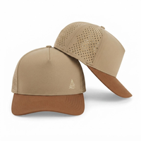 Casquette de sport personnalisée pour homme, kaki marron bicolore, perforée au laser, respirante, à visière incurvée, snapback, pour activités de plein air et baseball