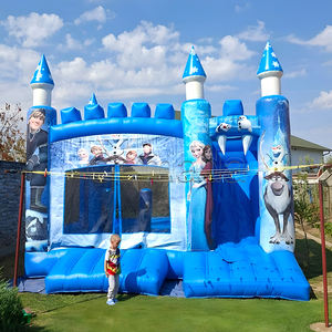 Château gonflable commercial bleu et blanc, glissière combinée château de la reine des glaces, pour enfants - Product Image 1