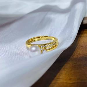 10701 DIY Pearl Accessories S925 <b>Silver</b> Ring Empty Holder Flower Style <b>Silver</b> Jewelry Holder with 7-9mm Round <b>Beads</b> - Product Image 2