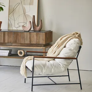 Minimalist scandinavian furniture wabi-sabi white sofa living room arm cloud lounge chair upholstered chair sofa modern armchair