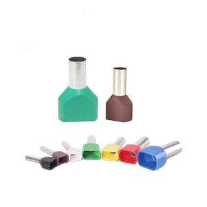 Dây kép Uốn Tóc bồng thiết bị đầu cuối cách điện ferrule Cáp Lug 50 cái đồng TE10-14 AWG 2X #8 & TE16-14 AWG 2X #6 ô tô 10mm ² 16mm ² - Product Image 1