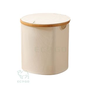 <b>Bamboo</b> <b>Laundry</b> Hamper Storage <b>Basket</b> for Bedroom Bathroom Dorm-Eco-Friendly Modern Clothing Organizer with Space-Saving Design - Product Image 3