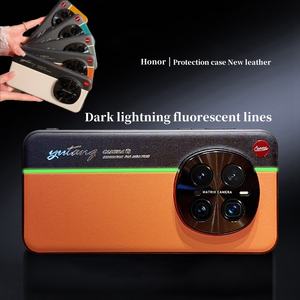 Funda trasera de línea fluorescente de cuero mate de contraste de lujo para Honor Magic7 6 Pro / Magic7 6 estilo de cámara funda a prueba de golpes - Product Image 2