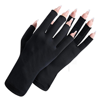 Gants noirs professionnels portables demi-doigts pour femmes, protection solaire UV, légers en soie glacée, pour manucure et nail art