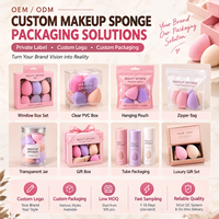 Lot de 3 éponges de maquillage en gros avec emballage, coffret cadeau d'outils de beauté, ensemble d'éponges cosmétiques