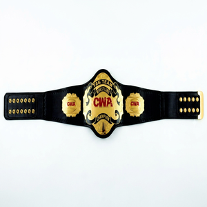 Ceinture de championnat de boxe professionnelle, best-seller au Canada, en cuir de vache véritable, avec trophée en métal plaqué personnalisé. - Product Image 1